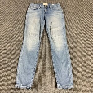 Frame Jeans Womens 27 Blue Denim Le Skinny De Jeanne Crop Stretch Faded 25x27